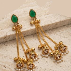 kashmiri style long hanging earrings for female